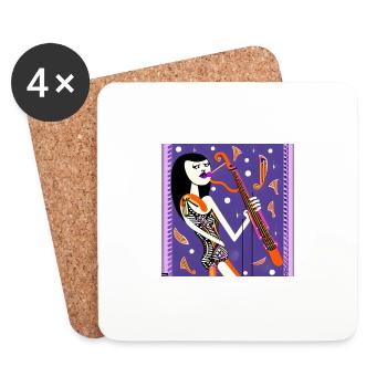 Fille de la musique - Dessous de verre (lot de 4) - blanc - Devant