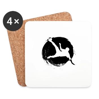 Soccer Scissor Man Black - Coasters (set of 4) - white - Front