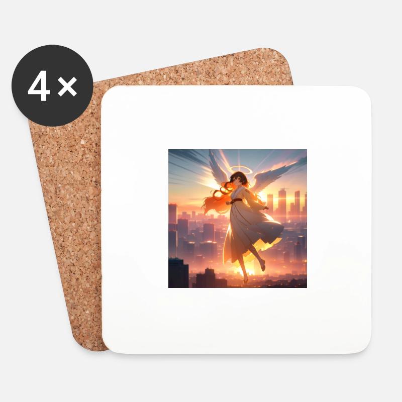 Engel im Himmel - Untersetzer (4er-Set) - Weiß