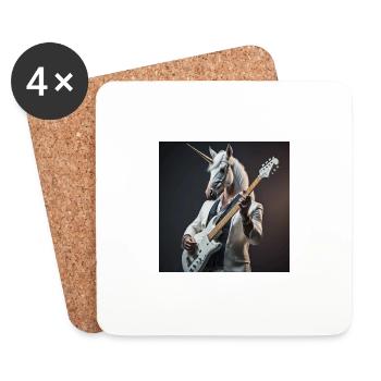 Licorne drôle avec guitare électrique - Dessous de verre (lot de 4) - blanc - Devant