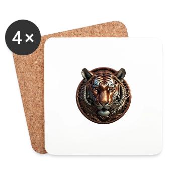 Le tigre de bronze - Dessous de verre (lot de 4) - blanc - Devant