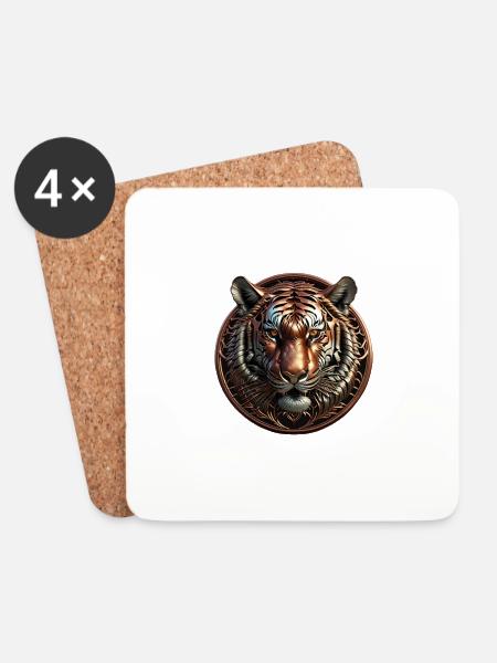 The Bronze Tiger - Untersetzer (4er-Set) - Weiß