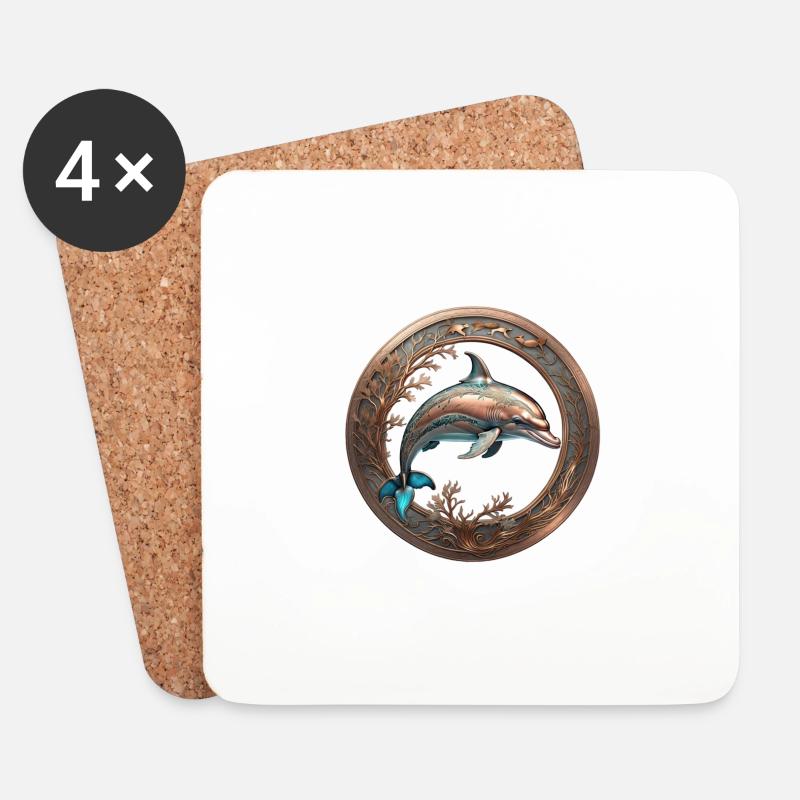 The Bronze Dolphin - Untersetzer (4er-Set) - Weiß