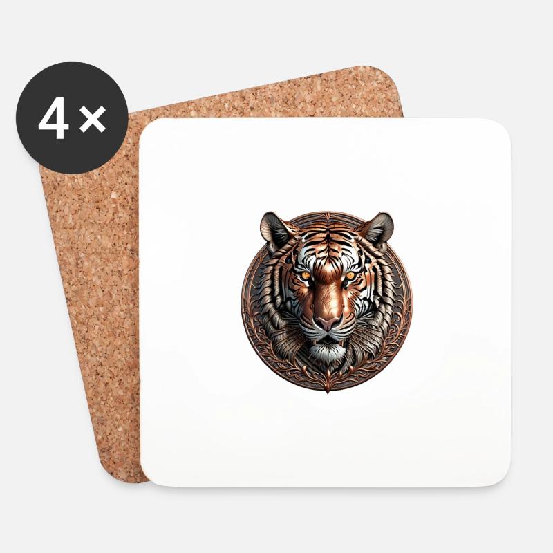 The Bronze Tiger - Untersetzer (4er-Set) - Weiß