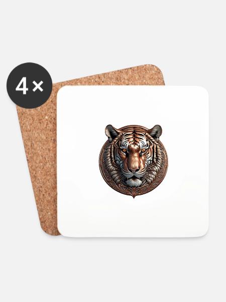 The Bronze Tiger - Untersetzer (4er-Set) - Weiß