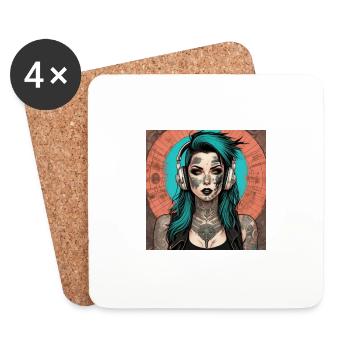 Tattoo Girl - Coasters (set of 4) - white - Front
