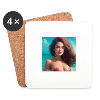 femme océan - Dessous de verre (lot de 4) - blanc - Devant