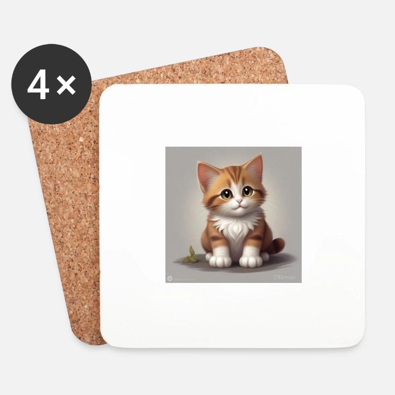 Niedliche Katze - Untersetzer (4er-Set) - Weiß