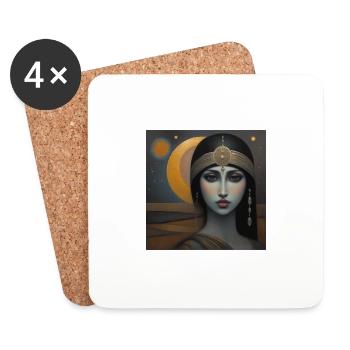 femme ancienne - Dessous de verre (lot de 4) - blanc - Devant