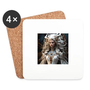 Reine lion blanc - Dessous de verre (lot de 4) - blanc - Devant