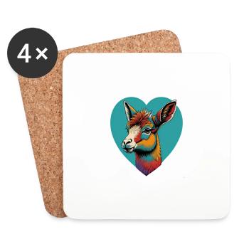 Lama Heart - Untersetzer (4er-Set) - Weiß - Vorne