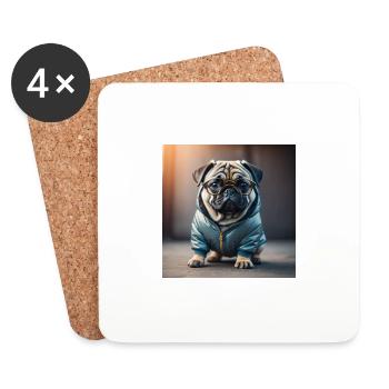 Rock Pug 2 - Untersetzer (4er-Set) - Weiß - Vorne