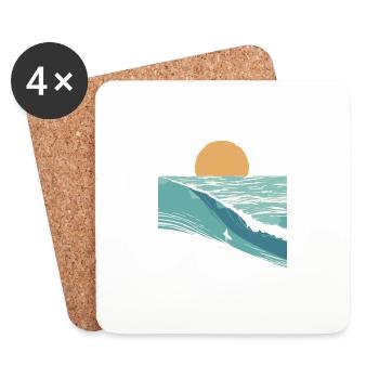 Surfer in den Wellen - Untersetzer (4er-Set) - Weiß - Vorne