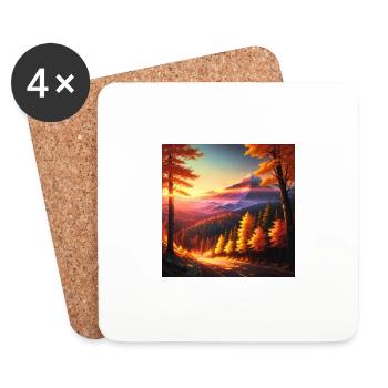 Sunset on the forest - Dessous de verre (lot de 4) - blanc - Devant