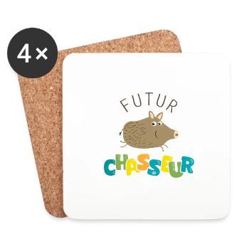 Futur chasseur annonce grossesse naissance garçon - Dessous de verre (lot de 4) - blanc - Devant
