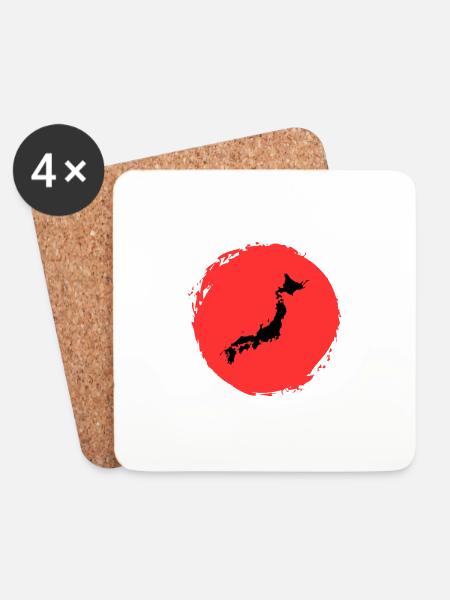 Japanische Schriftzeichen Kunst - ApriNoeScor - Untersetzer (4er-Set) - Weiß