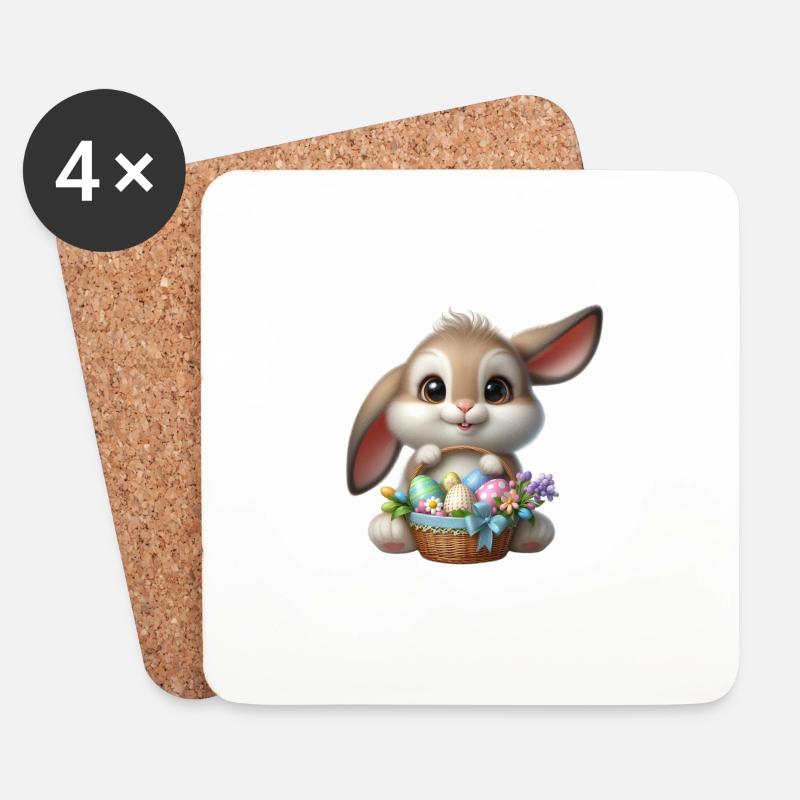 Osterhase - Untersetzer (4er-Set) - Weiß