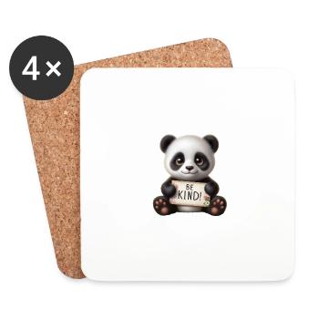 Panda - Be Kind! - Coasters (set of 4) - white - Front