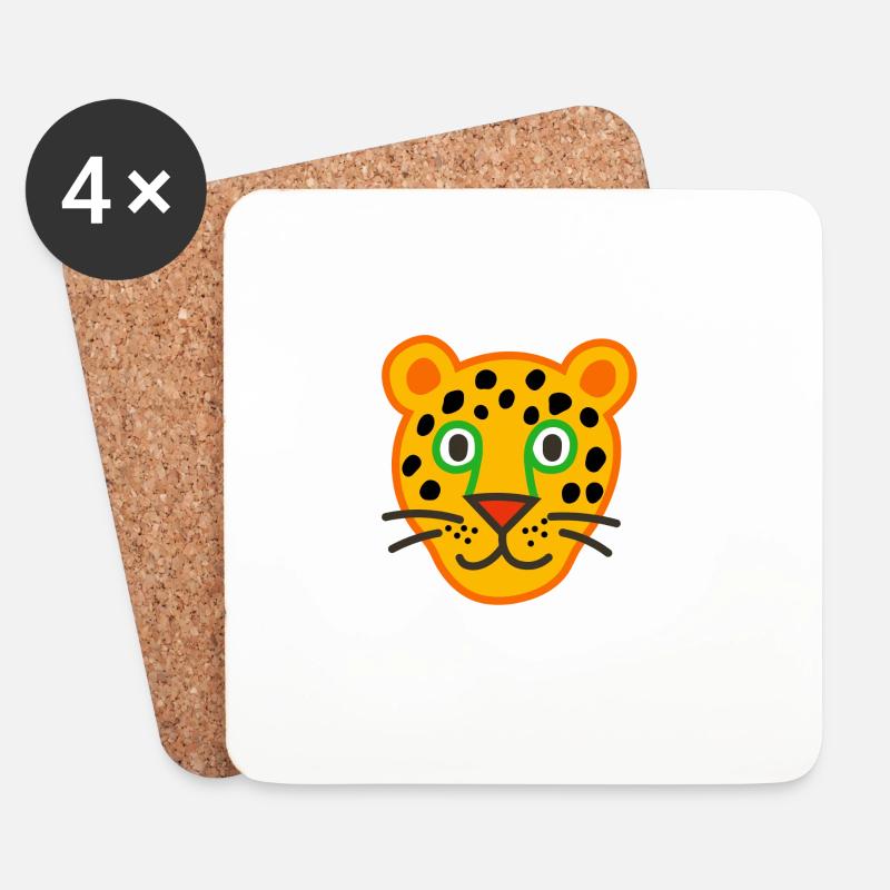 Niedliche Leopardengesicht Illustration - Untersetzer (4er-Set) - Weiß