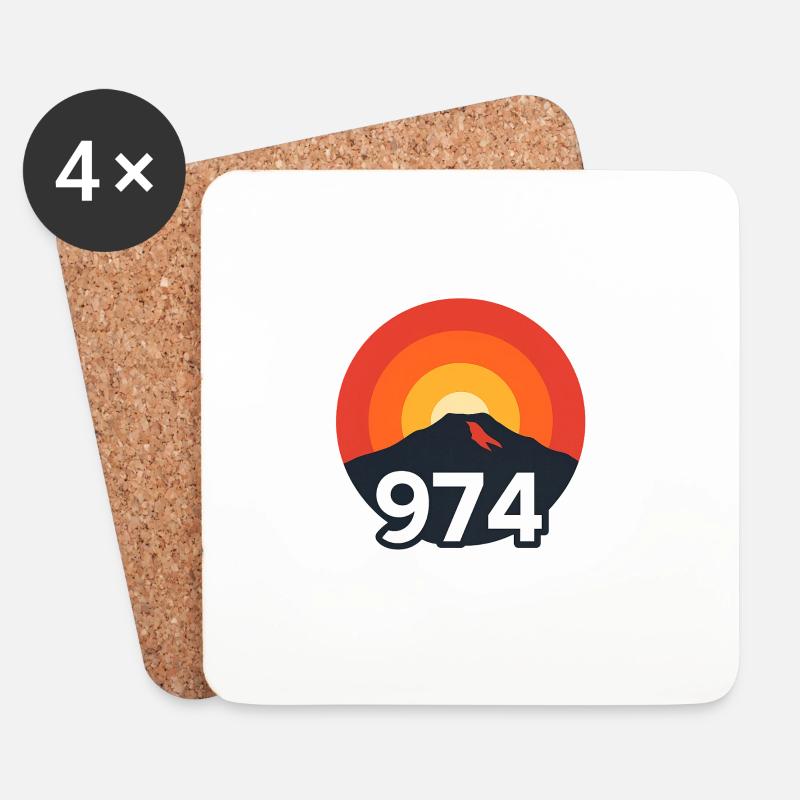 Piton de la Fournaise 974 - Untersetzer (4er-Set) - Weiß