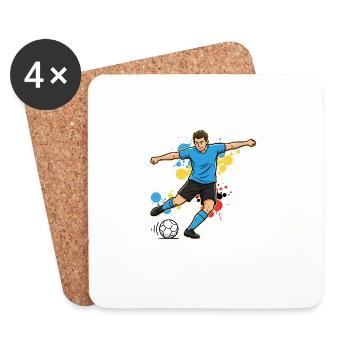 Kicker in a splash of color soccer player - Coasters (set of 4) - white - Front