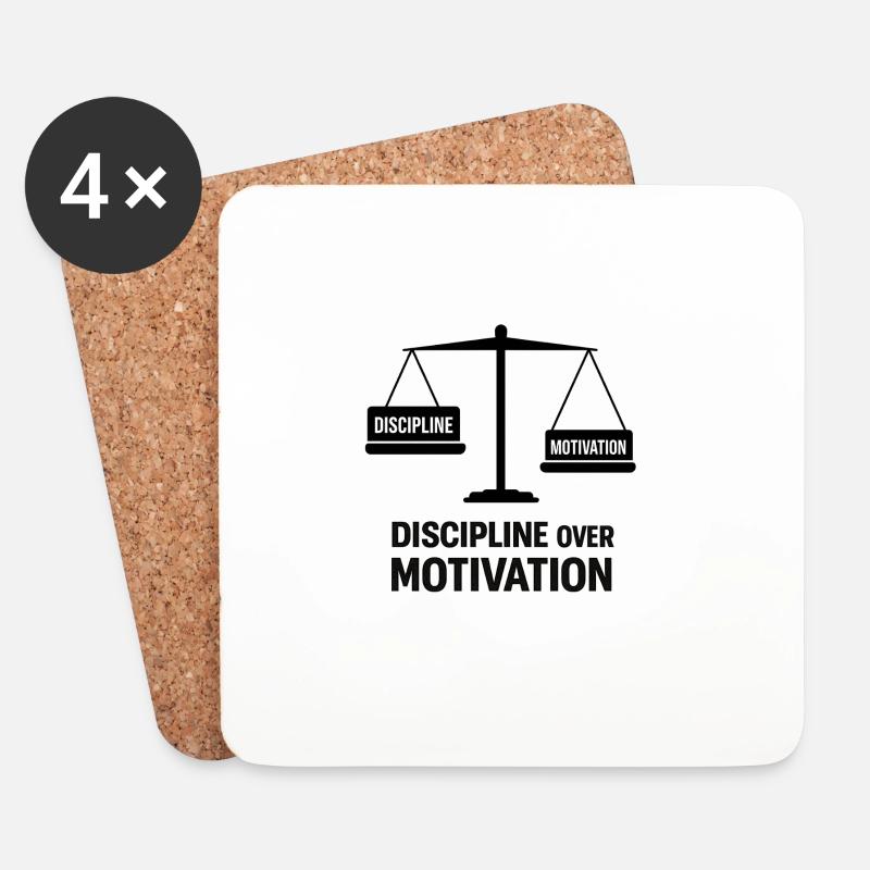 Disziplin über Motivation - Untersetzer (4er-Set) - Weiß