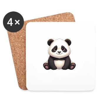Panda Smiling Plush - Coasters (set of 4) - white - Front