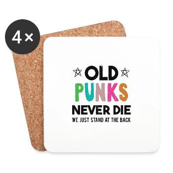 Old Punks Never Die 80's 90's Retro Punk Gift - Coasters (set of 4) - white - Front