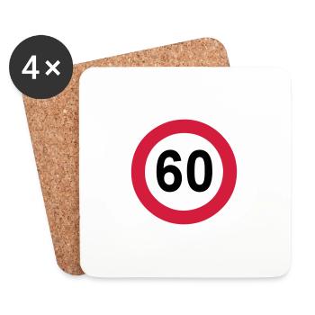 60.Birthday , 60 years , Traffic sign (25) - Coasters (set of 4) - white - Front