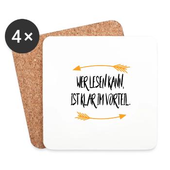 Wer lesen kann ist klar im Vorteil Sprüche - Untersetzer (4er-Set) - Weiß - Vorne