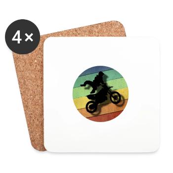 Motocross Biker Motorcycle Circle Gift - Coasters (set of 4) - white - Front