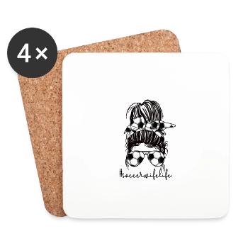 Femme de football Footballeur Épouse d’un joueur de football - Dessous de verre (lot de 4) - blanc - Devant