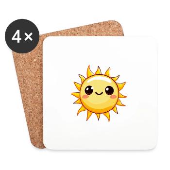 Sonne - Untersetzer (4er-Set) - Weiß - Vorne