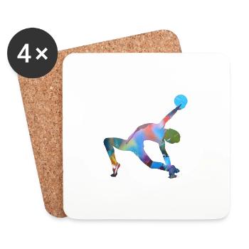 Gymnaste, yoga, sports, exercices, danse, gymnastique - Dessous de verre (lot de 4) - blanc - Devant