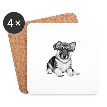 German shepherd puppy - Coasters (set of 4) - white - Front