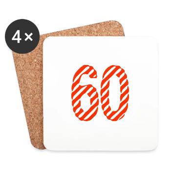 60. 60 ANS. 60e ANNIVERSAIRE. ANNIVERSAIRE 60 ANS. - Dessous de verre (lot de 4) - blanc - Devant