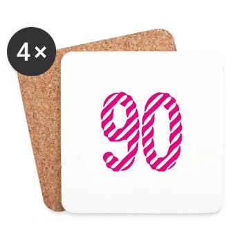 90. 90 ANS. 90e ANNIVERSAIRE. ANNIVERSAIRE 90 ANS. - Dessous de verre (lot de 4) - blanc - Devant