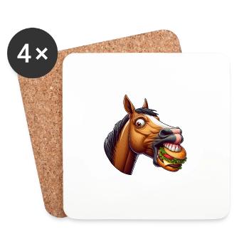 Pferd Cheeseburger Fast Food Stute Hengst - Untersetzer (4er-Set) - Weiß - Vorne