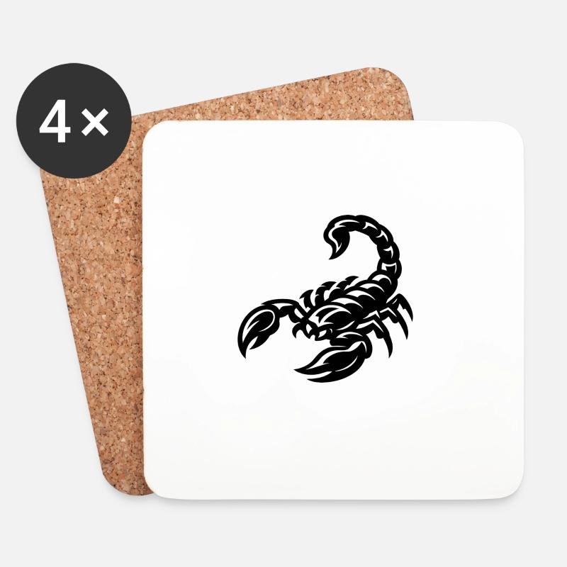 Skorpion-Konturlinien-Kunst - Untersetzer (4er-Set) - Weiß