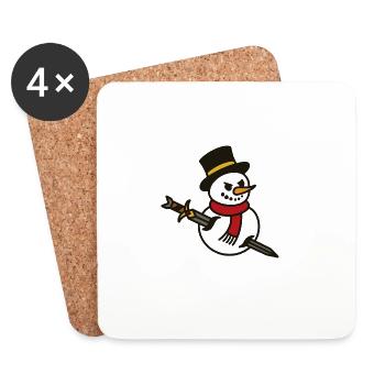 Aggressive snowman with knife - Coasters (set of 4) - white - Front