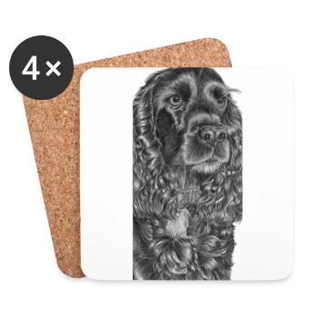 cockerSpaniel black - M - Coasters (set of 4) - white - Front