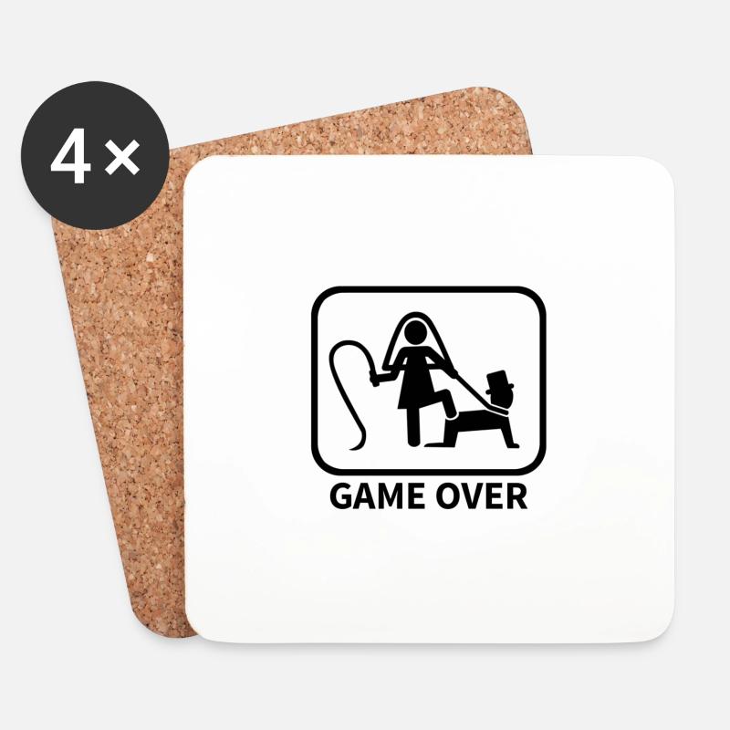 Junggesellenabschied Game Over - Untersetzer (4er-Set) - Weiß