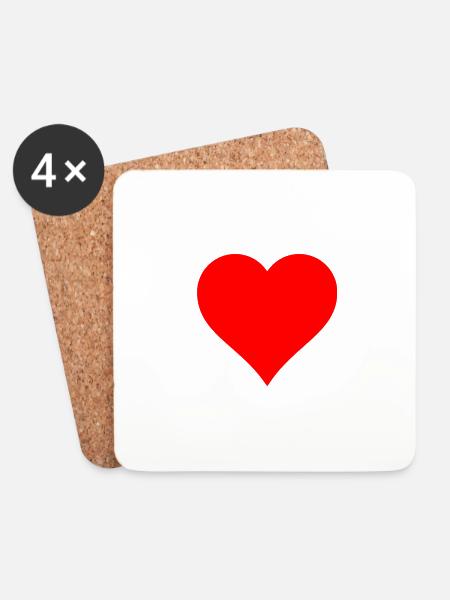 Red Heart - Coasters (set of 4) - white