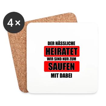 DER HÄSSLICHE HEIRATET - Untersetzer (4er-Set) - Weiß - Vorne
