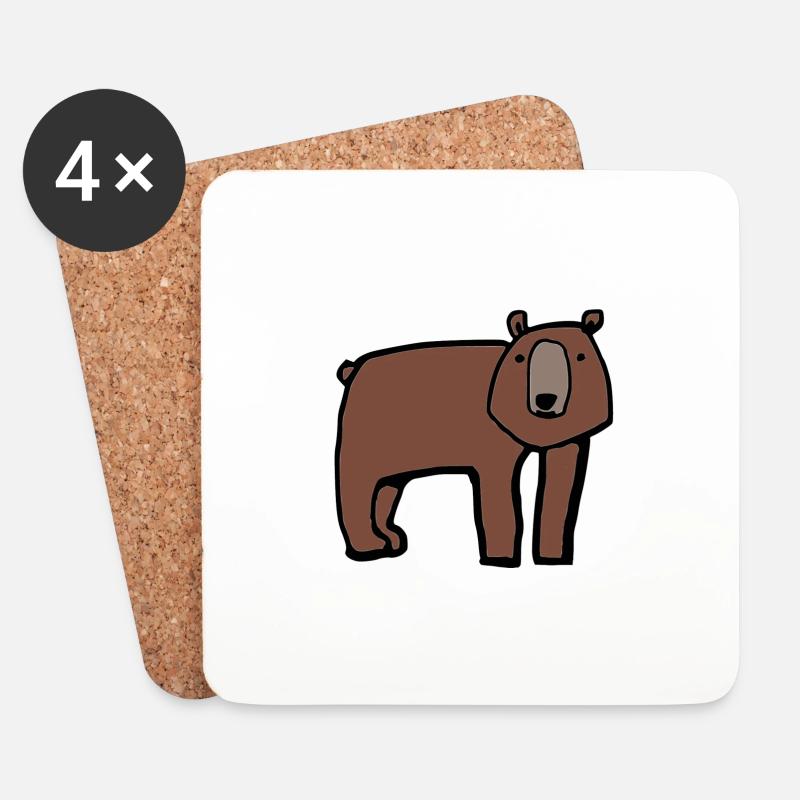 Bär - Untersetzer (4er-Set) - Weiß