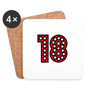 18. 18 JAHRE ALT. 18-JÄHRIGES JUBILÄUM. 18. GEBURTSTAG. - Untersetzer (4er-Set) - Weiß - Vorne