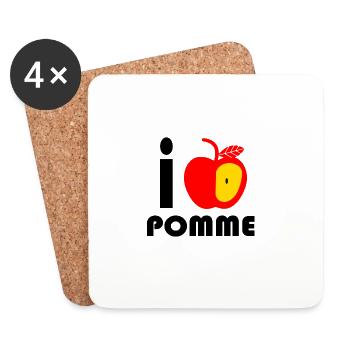 i love pomme - Dessous de verre (lot de 4) - blanc - Devant