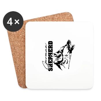 German Shepherd Hunde Portrait Hund Wilsigns - Untersetzer (4er-Set) - Weiß - Vorne
