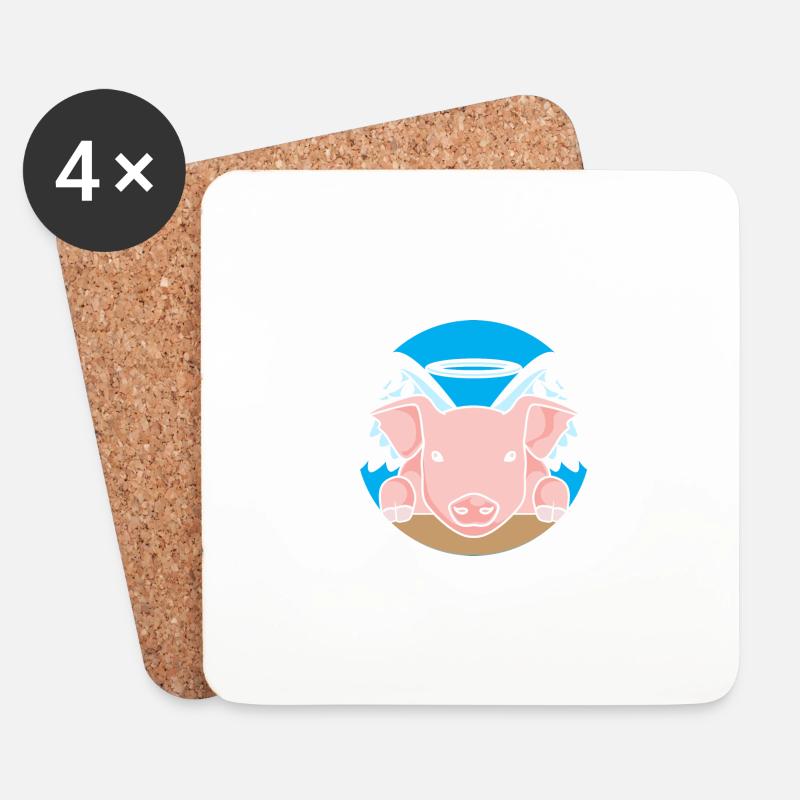 Angel Winged Piglet - Untersetzer (4er-Set) - Weiß