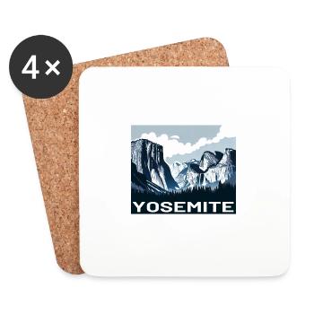 États-Unis Parc national de Yosemite Sierra Nevada Bleu Blanc - Dessous de verre (lot de 4) - blanc - Devant
